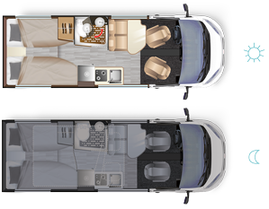 Campervan Dreamer D68 UP Saphir - Grundriss